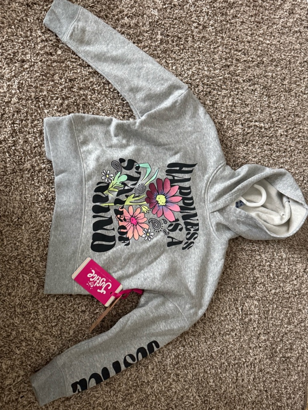 Justice Gray Hoodie with Bright Floral Graphic size 5/6